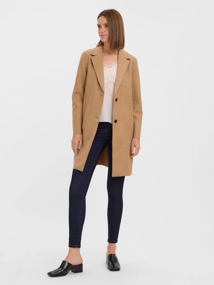 VERO MODA female Jacke VMPAULA Mantel S Tobacco Brown/Detail:MELANGE, S Tobacco Brown/Detail:MELANGE
