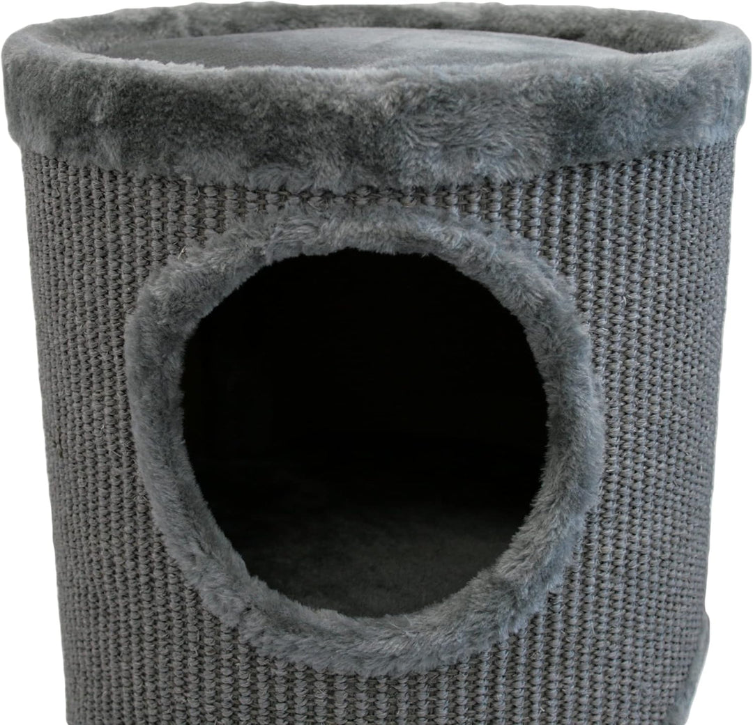 Bontoy Kratztonne Buddy in grau I 36 cm x 55 cm I mit weichem Liegebett I Zwei Höhlen