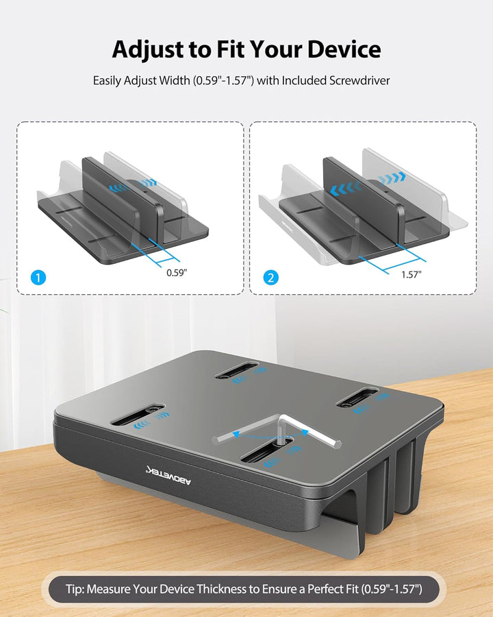 AboveTEK Vertikaler Laptopständer, Laptophalter für Laptop bis zu 17,3 ", Aluminium 4 in 1 Laptop St