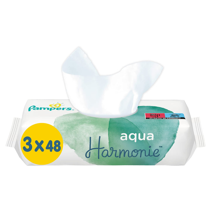 Pampers Baby Feuchttücher Harmonie, Aqua Pure, 144 Tücher (3 x 48), Alte Version, 144 stück (1er Pac