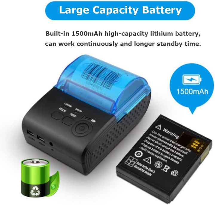 Thermodrucker Bondrucker 58mm, Bluetooth 4.0 Wireless Quittungsdrucker ESC/P0S/STAR Befehlen Drucker