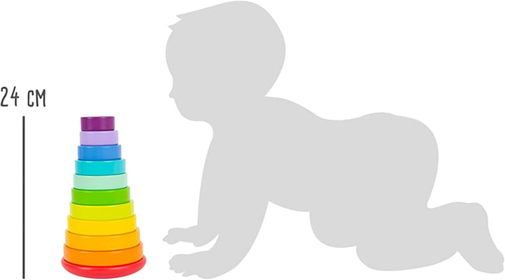 small foot Stapelturm Steckspiel Regenbogen, mit unterschiedlich grossen Holzscheiben, ab 12 Monaten