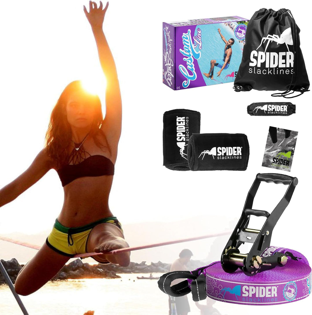 TKSA2 - Custom Slackline Kit erfahrene Slackliner und Anfänger - Komplettset aus 20m langem Gurtband