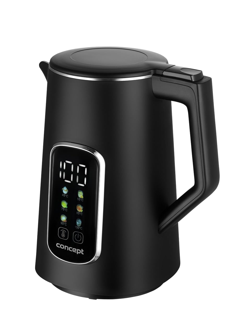 Concept RK3385 Edelstahl Wasserkocher doppelwandig 1,7 l, Schwarz