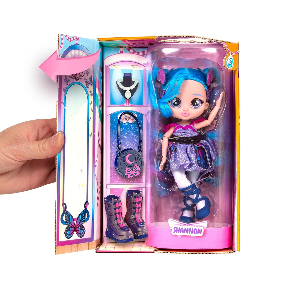 BFF by Cry Babies Shannon – Modepuppe zum Sammeln mit Langen Haaren, Stoffkleidung und 9 Accessoires