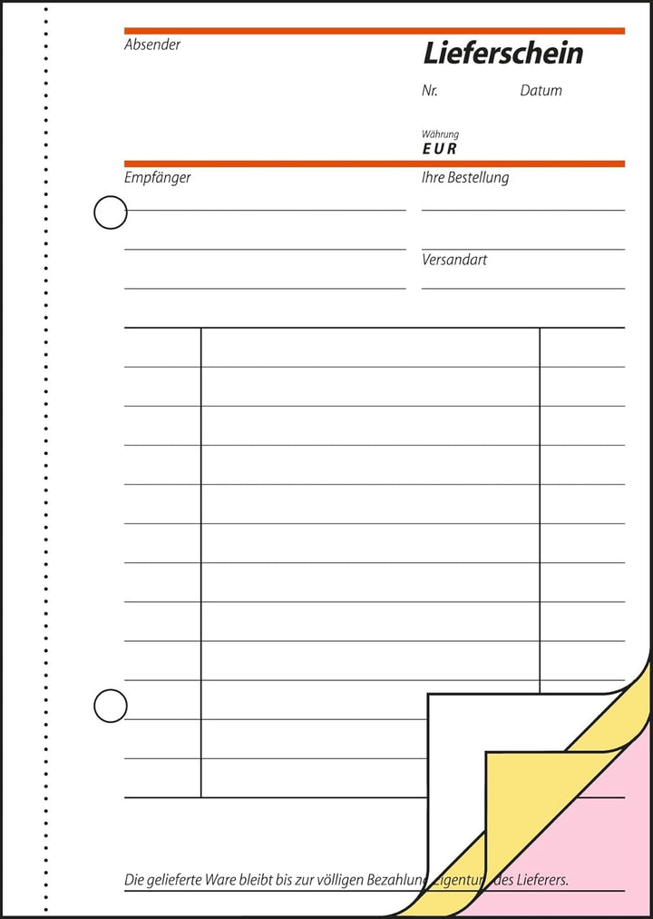 SIGEL SD014/5 Lieferscheine A6, 3x40 Blatt, selbstdurchschreibend, 5er Pack 3fach 5 Stück, 3fach 5 S