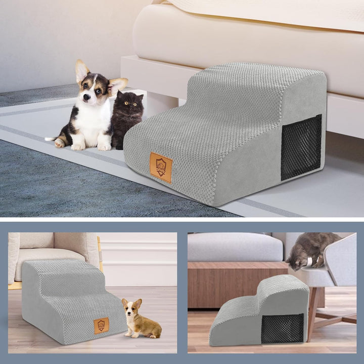 Hundetreppe für Kleine Hunde, Haustiertreppe mit Waschbarer Bezug, rutschfeste Treppe für Hunde,Trag