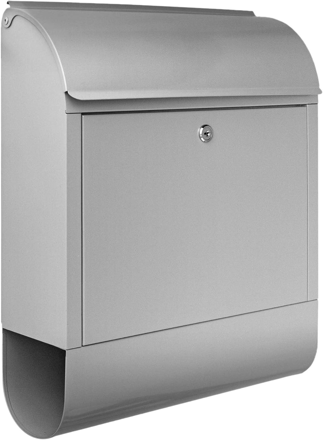 banjado Design Briefkasten 39x47x13cm gross mit 2 Schlüssel - Briefkasten Stahl Silber grau mit Zeit