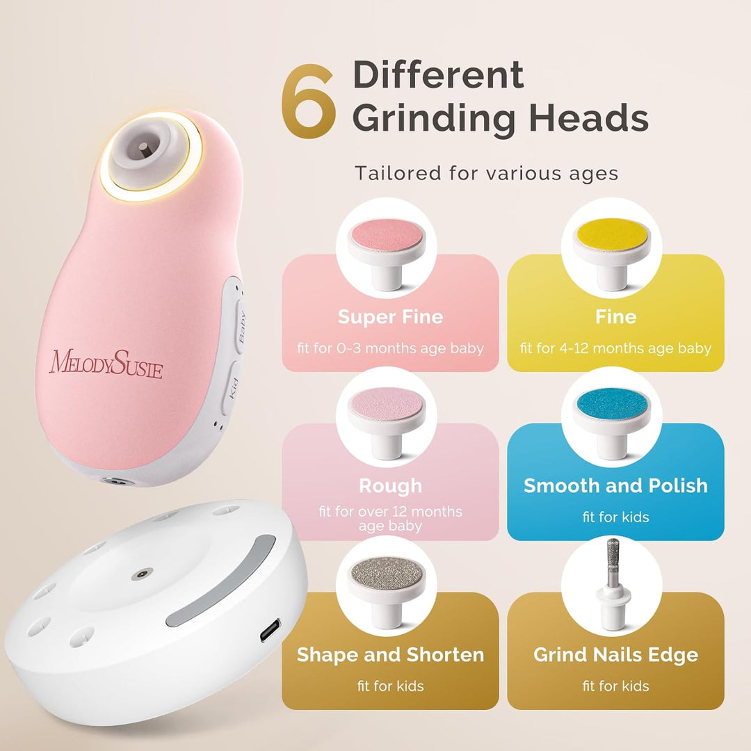 MelodySusie Elektrische Nagelfeile für Baby, Wiederaufladbare Baby Nagelfeile Elektrisch mit kabello