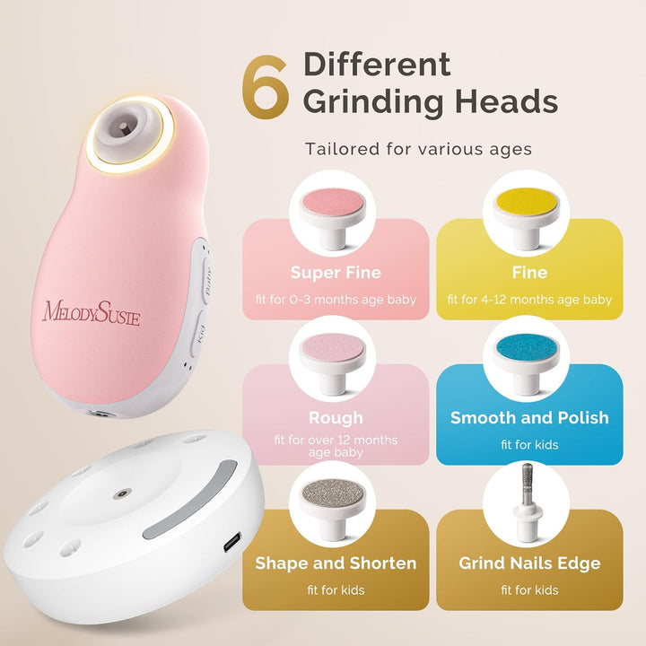 MelodySusie Elektrische Nagelfeile für Baby, Wiederaufladbare Baby Nagelfeile Elektrisch mit kabello