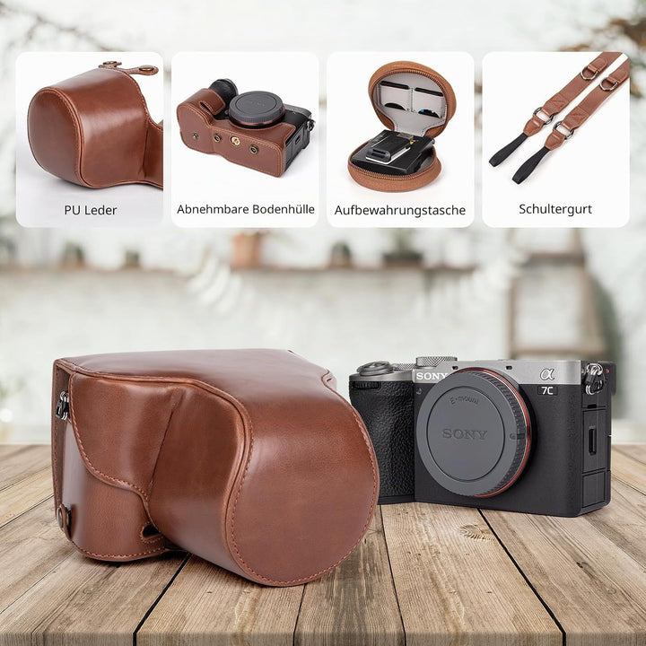 MUZIRI KINOKOO Sony A7C II Tasche, Retro-PU-Leder-Schutzhülle für Sony A7C2/A7C II/Alpha 7C II Kamer