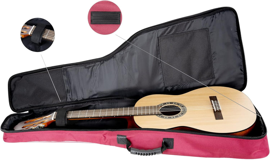 ROCKTILE Klassik-Gitarrentasche 4/4-Grösse - wasserabweisender Gigbag mit weicher Polsterung und Fix