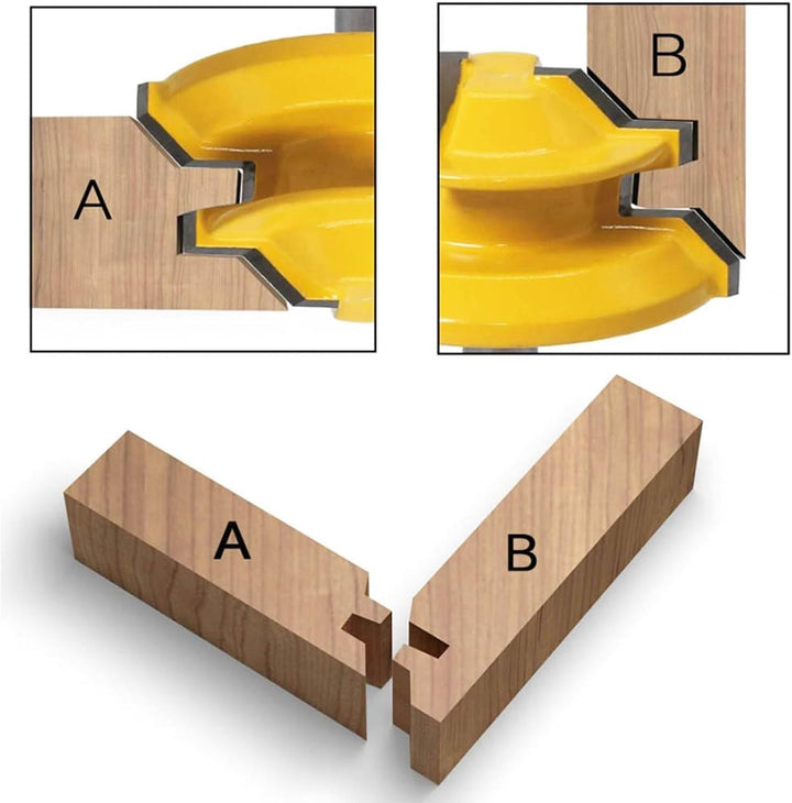 45 Grad Lock Mitre Router Bit, APLUS Holzfräser, Nutfräser + 8 mm Schaft Zungenschaft und Nutfräse S