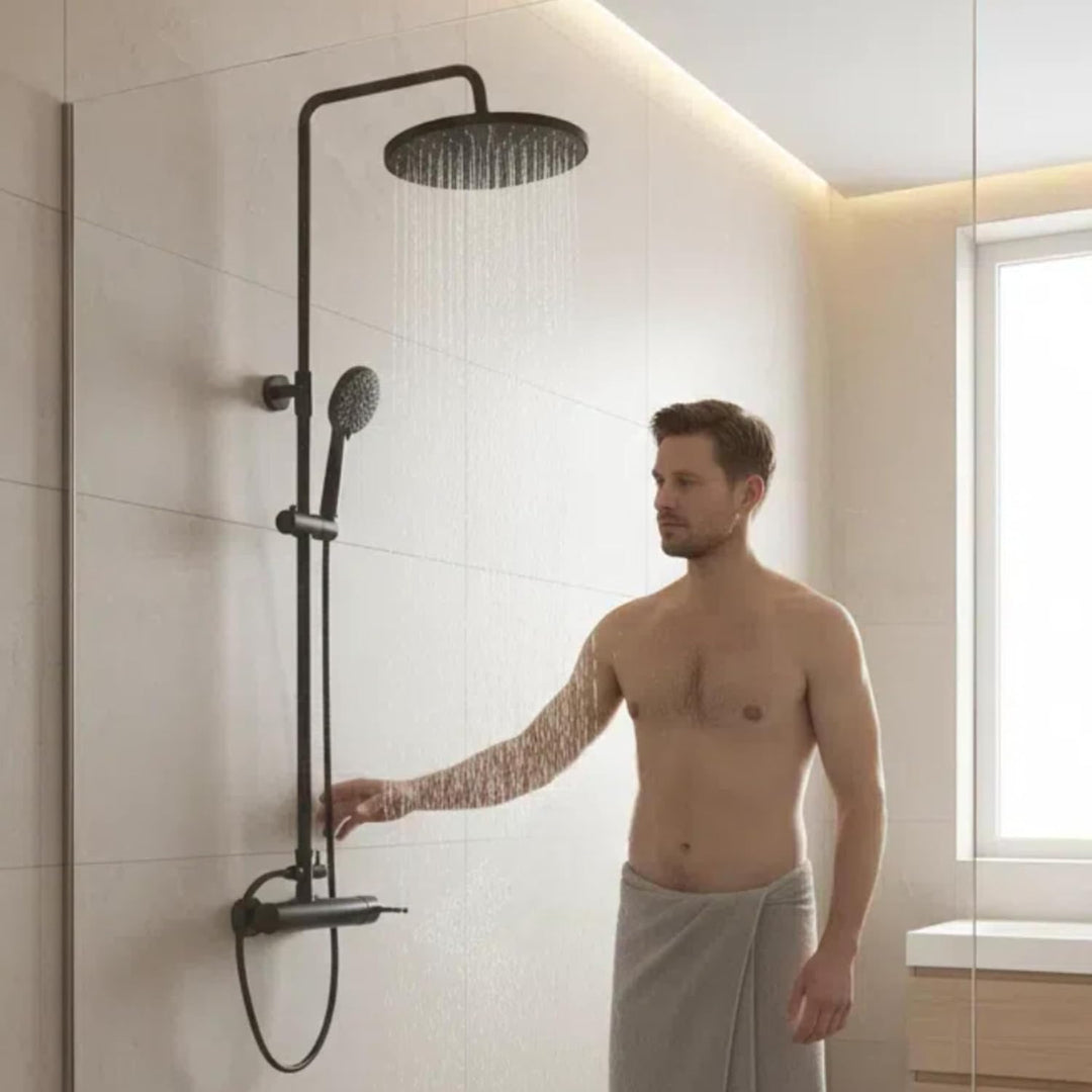 YOOZENA Duscharmatur Schwarz, Regendusche mit Armatur,Duscharmatur Komplettset, Duschsystem mit arma