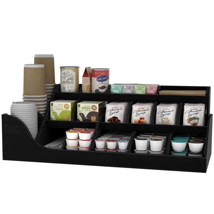 Suli Exact Grosser Organizer für die Kaffeestation, Pod-Halter aus Holz für die Arbeitsplatte mit Sc
