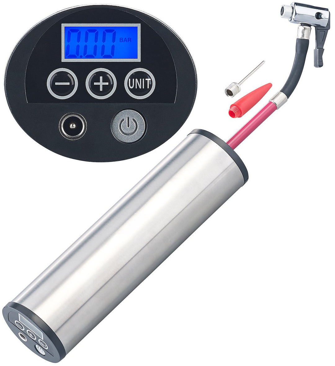 AGT Professional Fahrradpumpe Kompressor: Akku-Kompressor-Luftpumpe für Reifen, Bälle u.v.m., LCD, b
