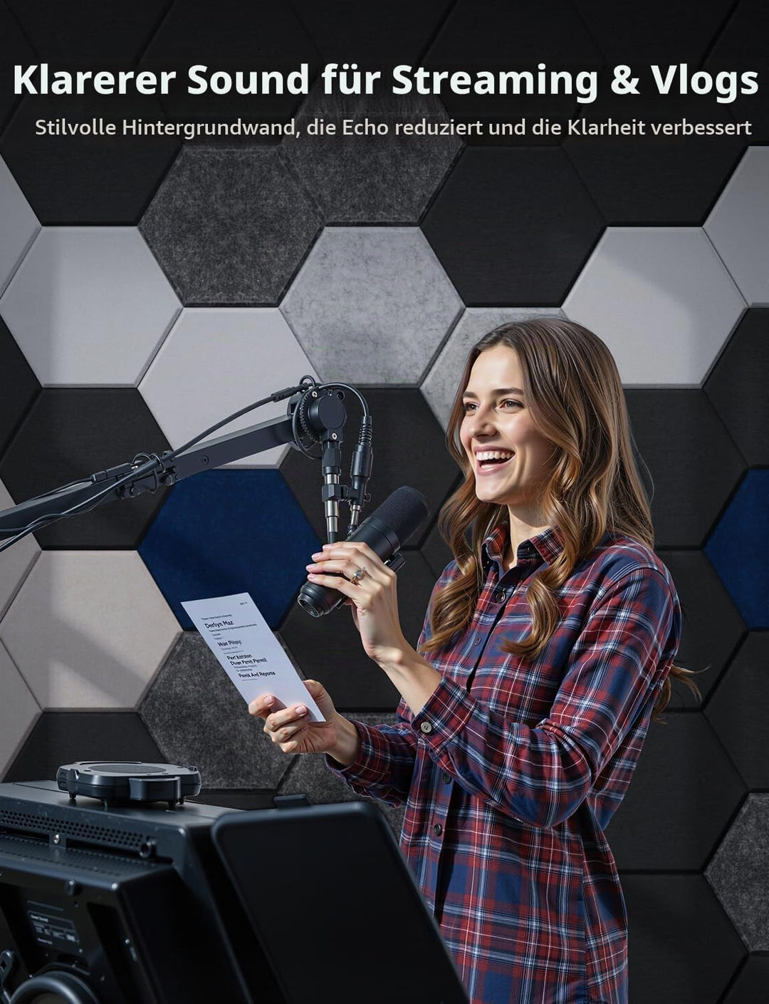 Hexagon Akustikplatten Selbstklebend, 12 Stück Hohe Dichte Schallabsorber Wand für Decken-/Tür-/Wand