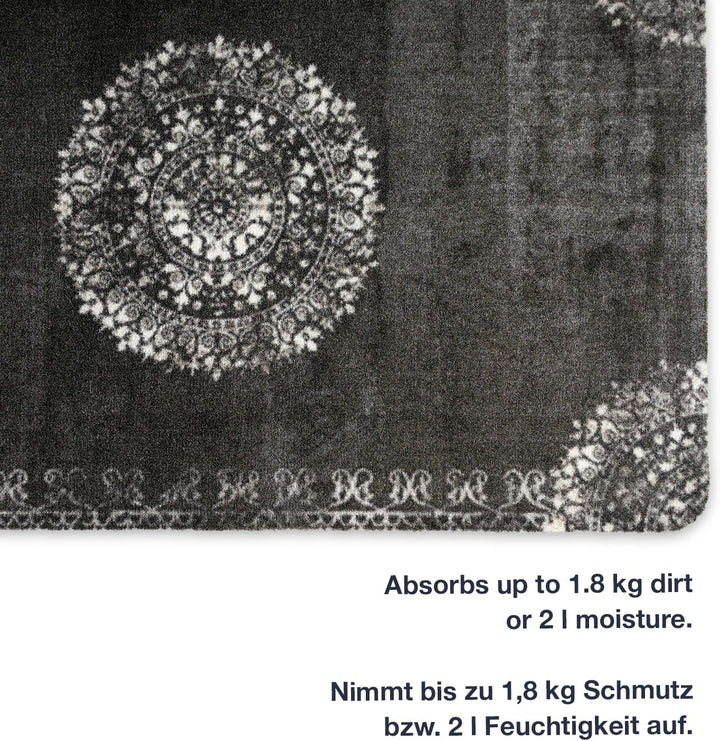 deco-mat Fussmatte Orient (50 x 70 cm, Schwarz) - rutschfeste und waschbare Fussmatte für aussen/inn