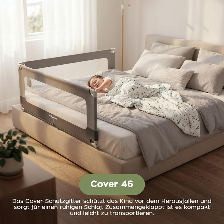TULANO Cover 46 | Bettgitter 160 cm Bettschutzgitter Kinderbettgitter für Kinder | Klappbar | Geeign