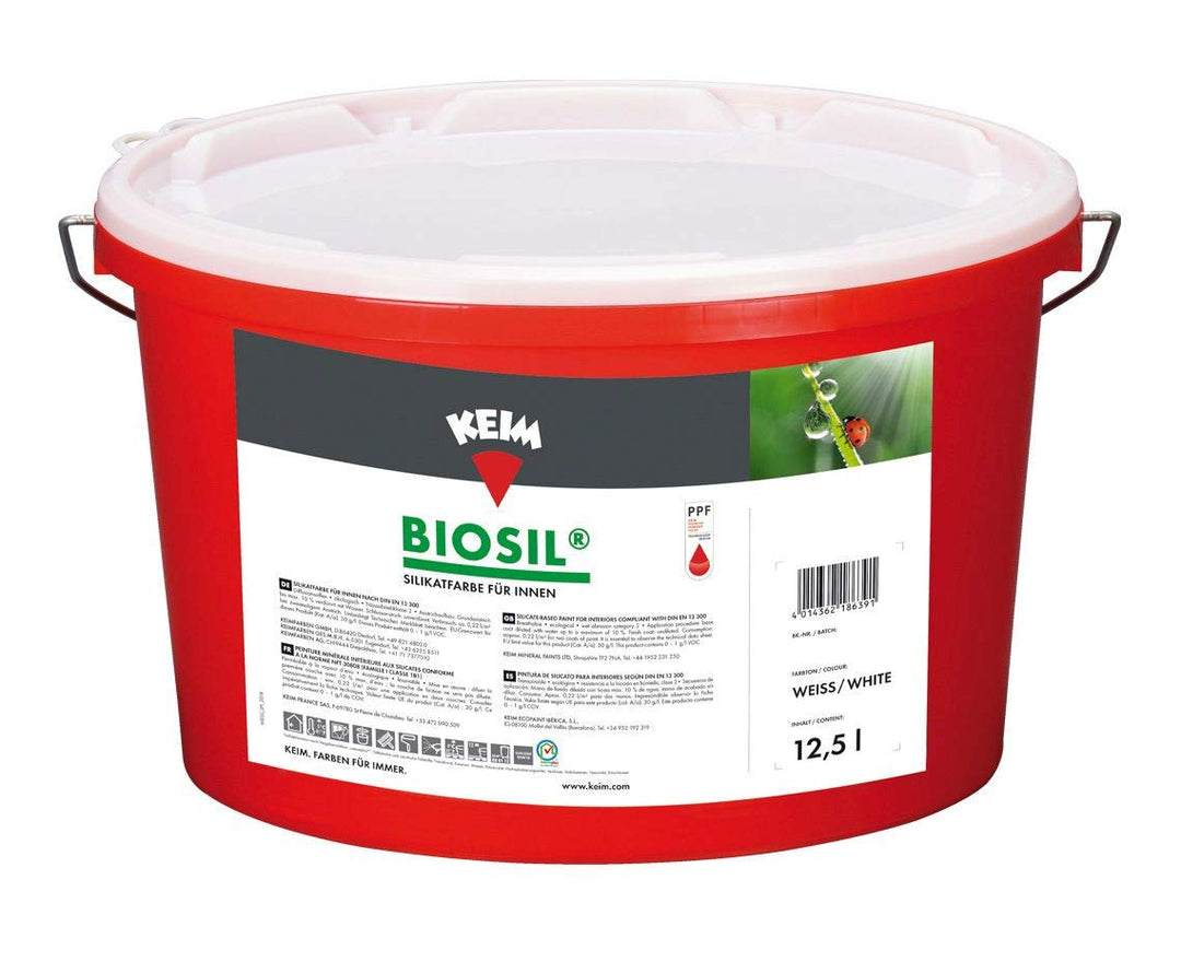Keim 1250 Biosil Wandfarbe Silikatfarbe innen Innensilikat-Farbe 12,5 Liter, Weiss, 12.5 l (1er Pack