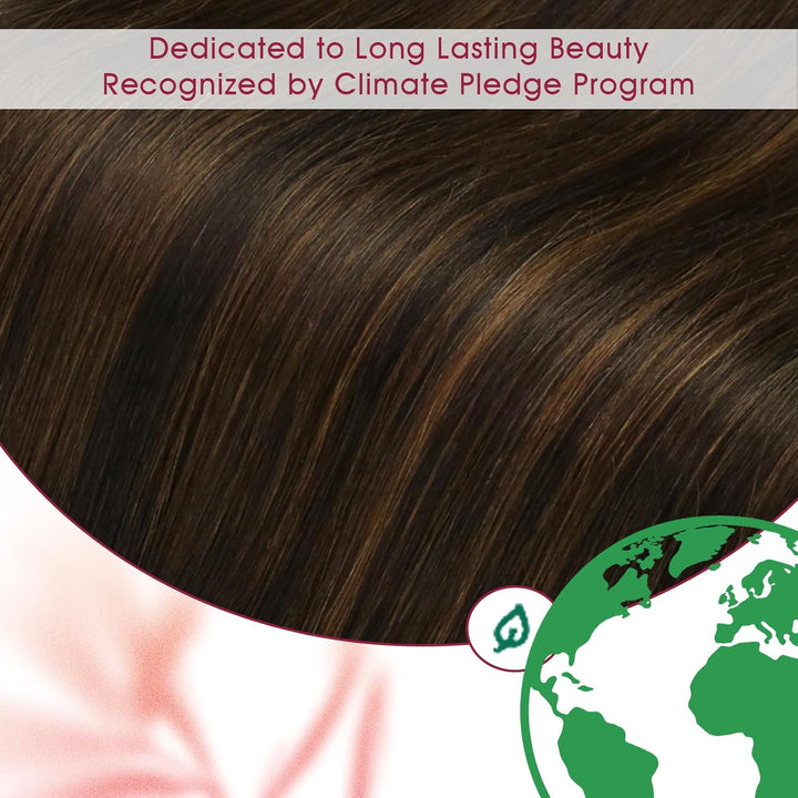 Vivien Clip Extensions Echthaar Dunkelbraun Balayage Hellbraun 45cm Natürlich Echthaar Clip in Exten