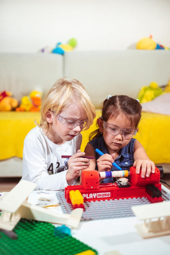 PLAYMAKE 4in1 Workshop - Kreativwerkstatt für Kinder ab 5 Jahren - Technikspielzeug für Holz und Kar