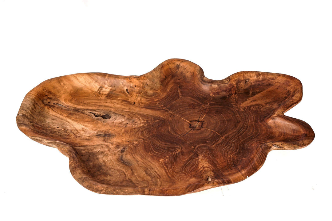 Windalf Grosse Servierplatte Leona 52 cm Buffet Holzplatte Natur Holzschale Cateringplatte Handarbei