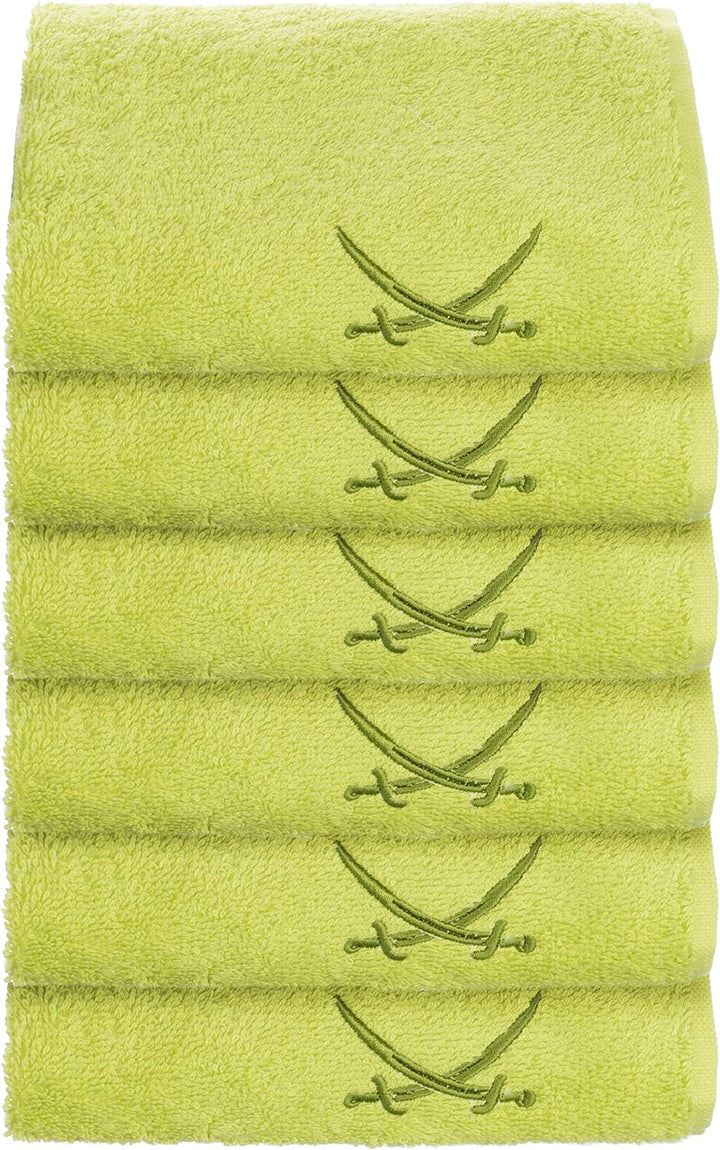 Sansibar Gästehandtuch 6er Set 30x50 cm 100% Baumwolle mit gesticktem Säbel Logo Set Handtuch Seiftu