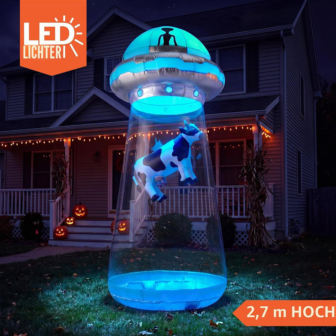 Joiedomi 2,7 m Aufblasbare Outdoor-Dekoration für Halloween, UFO-Dekor Mit LEDs für Hofdekoration Au
