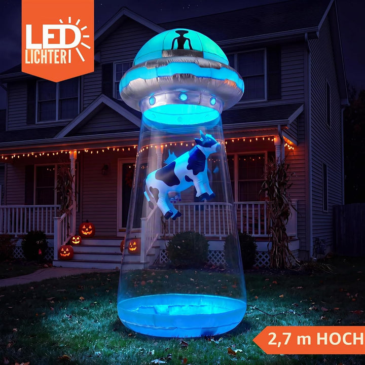 Joiedomi 2,7 m Aufblasbare Outdoor-Dekoration für Halloween, UFO-Dekor Mit LEDs für Hofdekoration Au