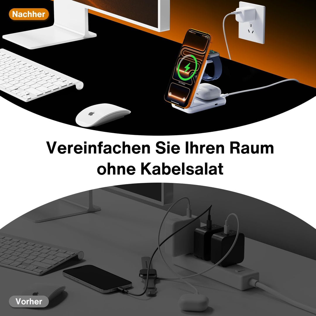 iVANKY für iPhone 17/16/15/14/13/12 Pro Max 3 in 1 Faltbare Wireless Ladestation Charger für Magsafe