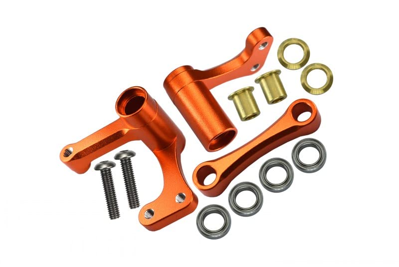 GPM for Traxxas Rustler VXL/Bandit Aluminum Steering Assembly with Bearings - 1 Set Orange