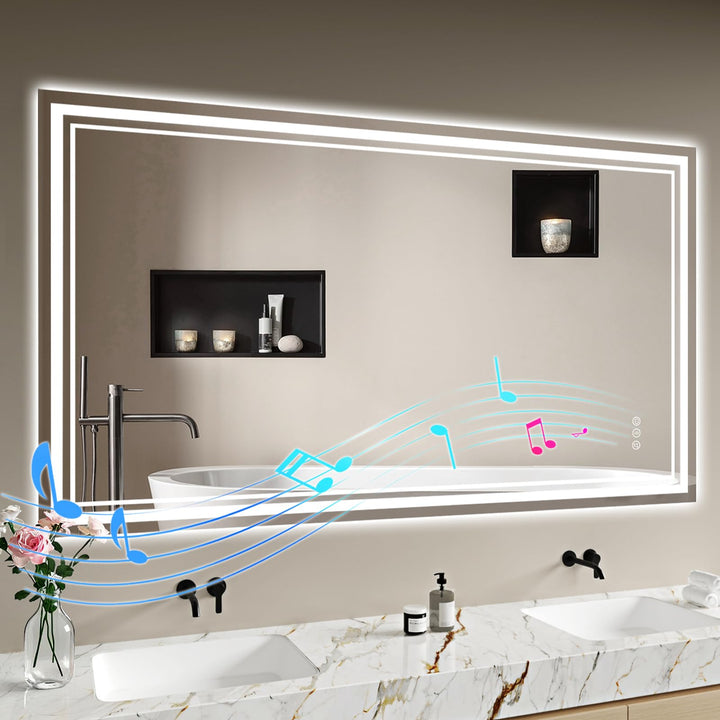 Badspiegel-mit-Beleuchtung 140x70 - LED Badezimmerspiegel mit Bluetooth - Badezimmer Spiegel mit Bel