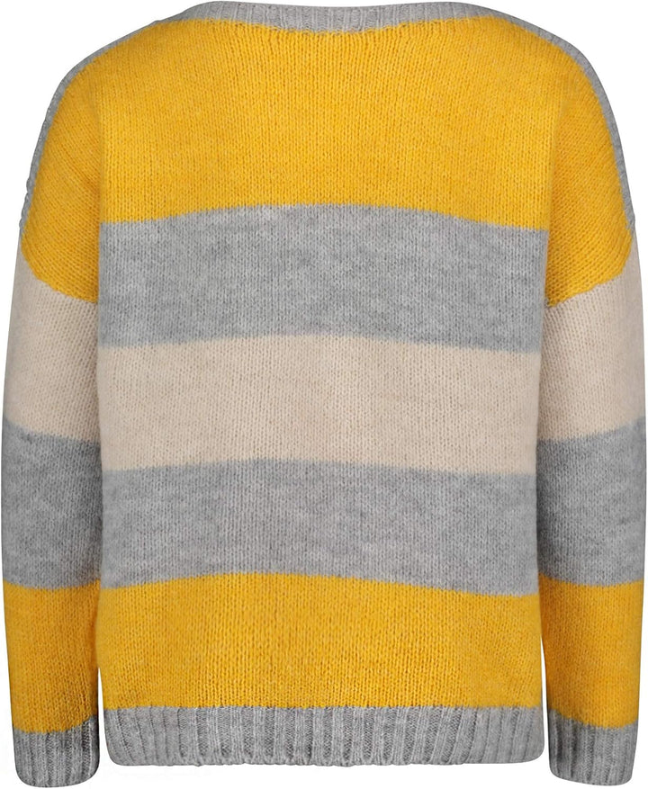 Cartoon Strickpullover Yellow-Silver, 40 Damen