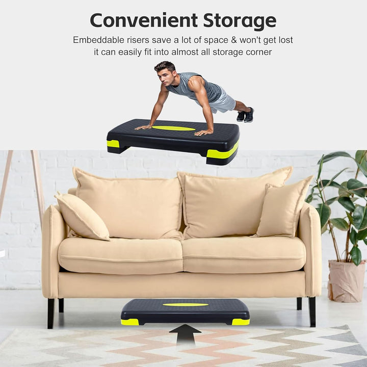 Steppbrett Fitness Aerobic Stepper Höhenverstellbar Step Bench mit 2 Stufen (10/15cm), Hometrainer F