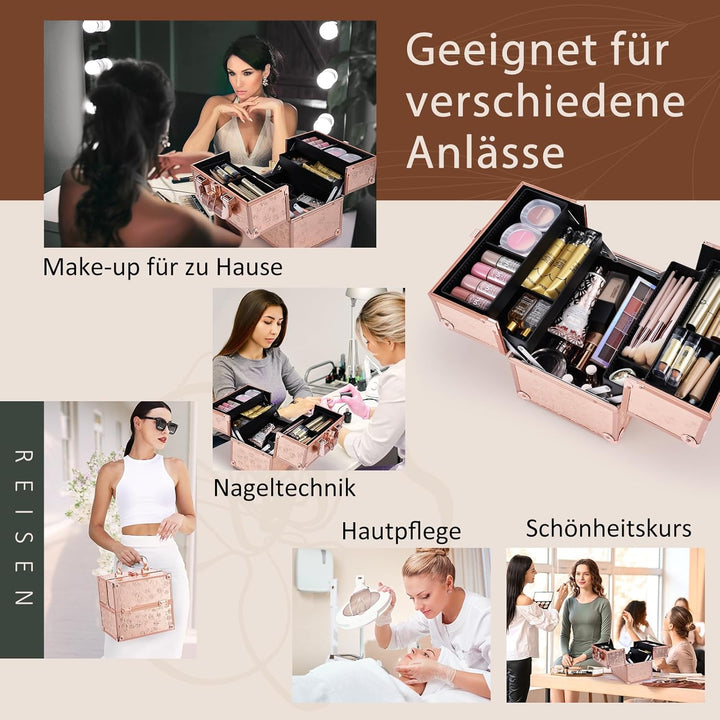 Kosmetikkoffer Schminkkoffer Leer Make up Koffer Alu Beauty Case Abschliessbarer Nagelkoffer Multiko
