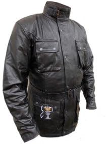 Australian Bikers Gear Classic Vintage Bikers – Motorradjacke – Gewachstes Leder – Schwarz Used Look