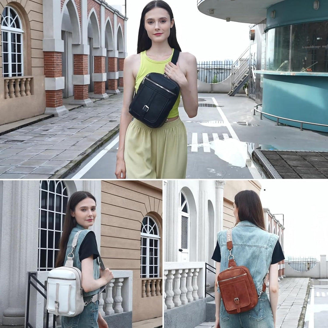 Travistar Brusttasche Sling Bag Damen Herren 2 in 1 Rucksack Damen Wickeltasche mit 2 Abnehmbare Sch