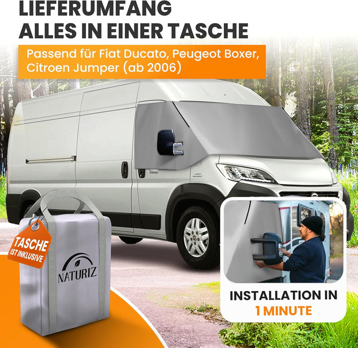 FIAT Ducato Frontscheibenabdeckung – hochwertige, wetterfeste Thermomatte aussen mit effektivem Sonn