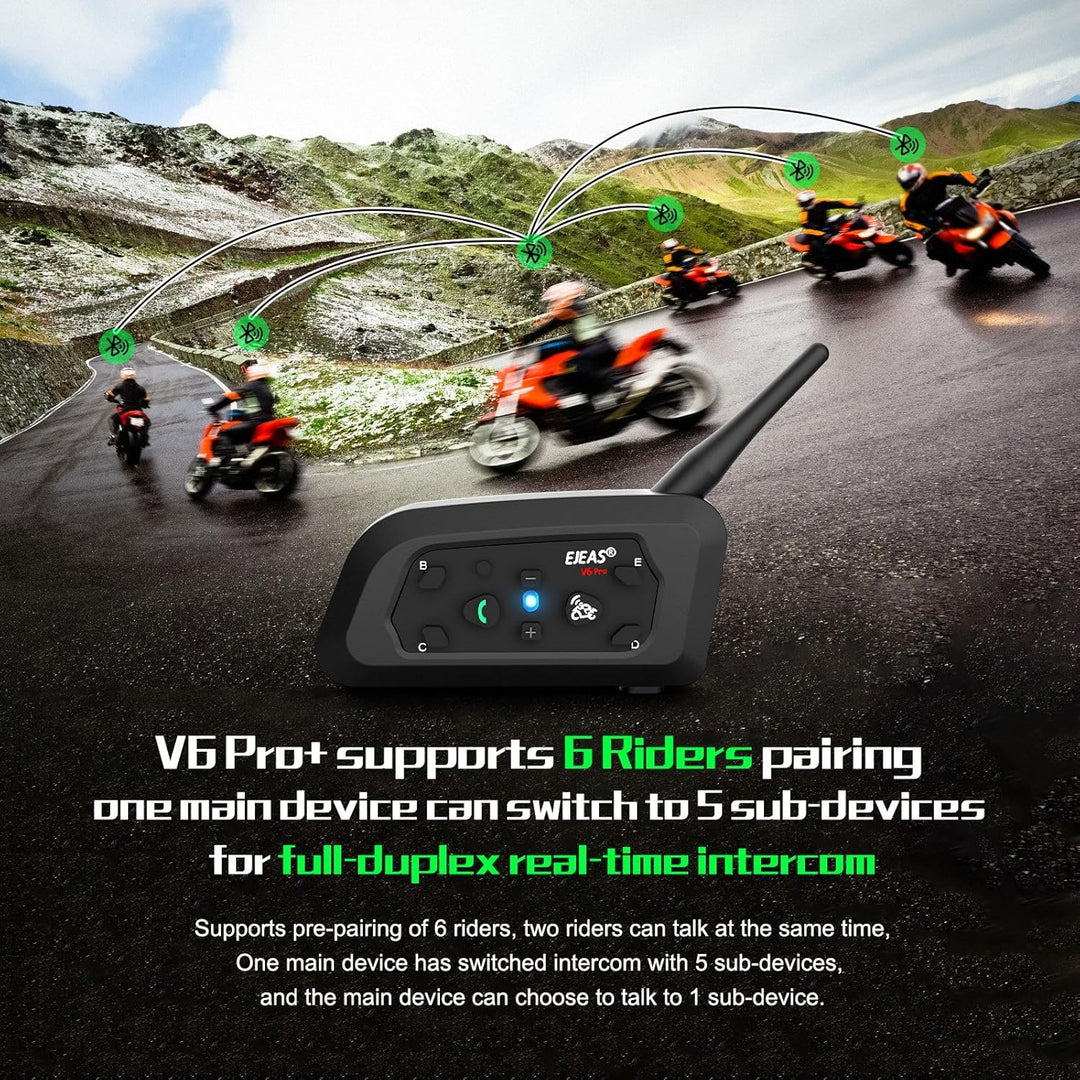 EJEAS V6 Pro+ Bluetooth-Gegensprechanlage für Motorradhelme, Verbessertes Bluetooth 5.1-Kommunikatio