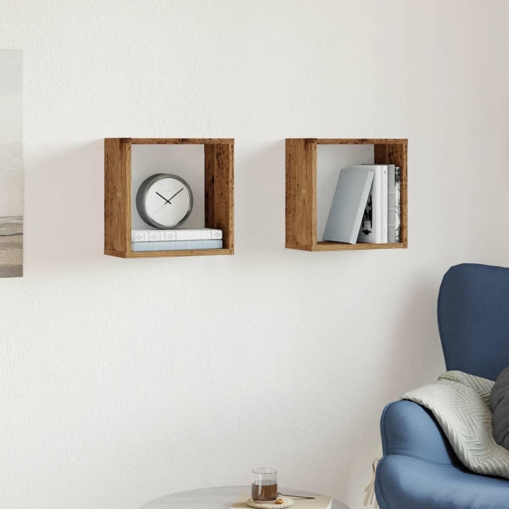 vidaXL Wandregal 2 STK., Würfelregal mit Stauraum Wandmontage, Hängeregal Schweberegal für Wohnzimme