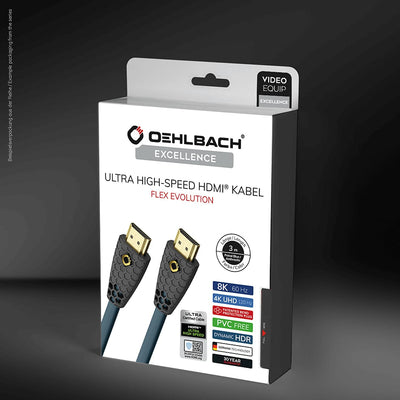 OEHLBACH Flex Evolution - Ultra High-Speed HDMI-Kabel, patentierter Knickschutz, 8K UHD 60Hz 4320p,