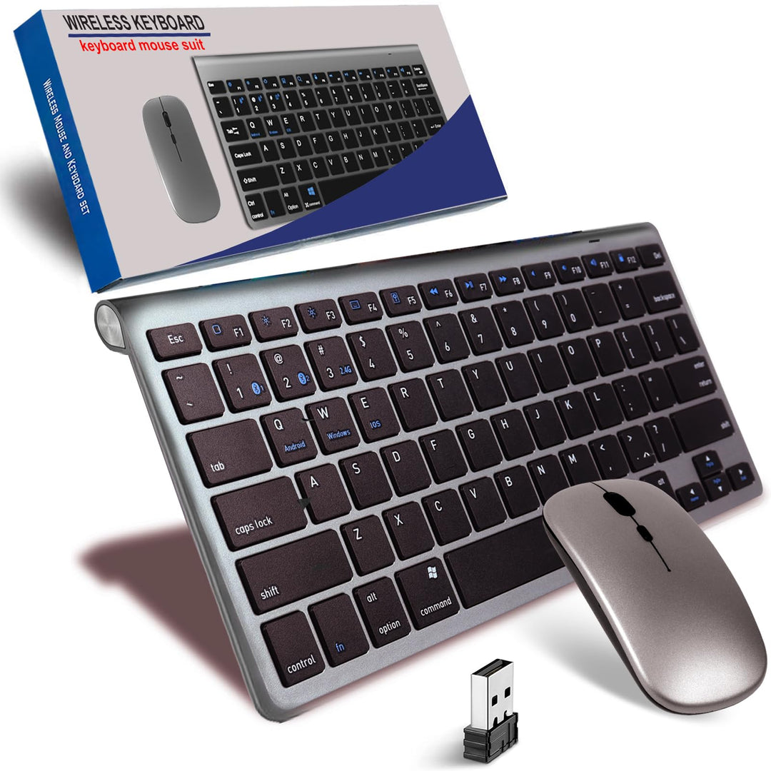 Tastatur Maus Set Kabellos, Bluetooth5.0/3.0 Tastatur & 2.4 GHz USB 3 Mode, Funktastatur Mit Maus Si