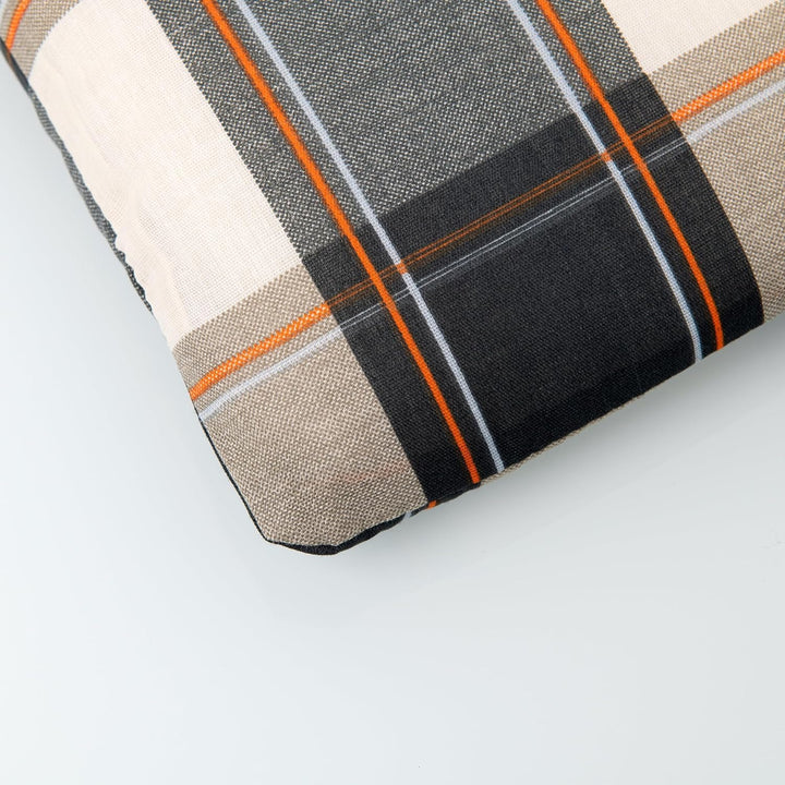 Doppler Bankauflage grau beige kariert I Rücken-Auflage 110x30x6cm für 2-er Bank I Polsterauflage au