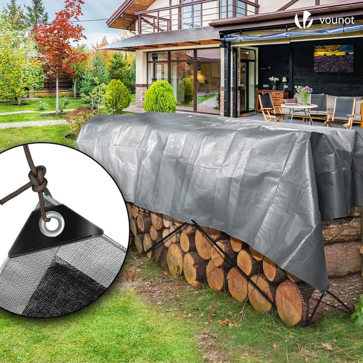 VOUNOT 2x3m Abdeckplane 240 g/m² Wasserdicht LKW Plane mit Ösen, Schutzplane Gewebeplane für Gartenm