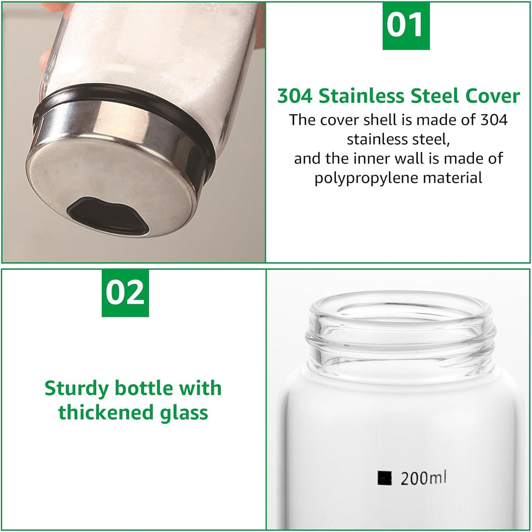 4 Stück Gewürzgläser mit Drehdecke, 200ml Borosilikatglas Gewürzstreuer, Salz und Pfefferstreuer, Ge