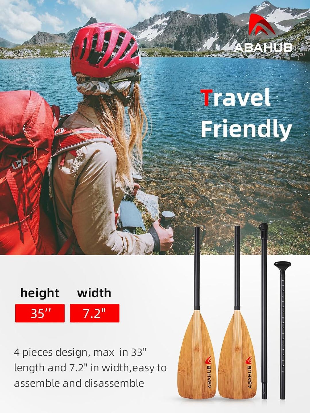 Abahub 2 in 1 Sup Kajak Paddel Aluminium Einstellbares Stand Up Paddle für Paddleboard, Aluminiumleg