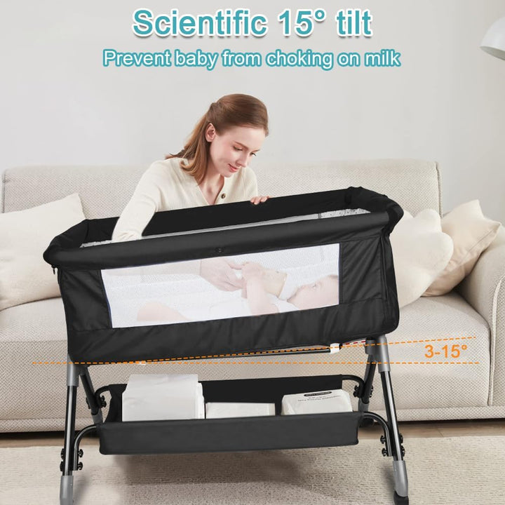 Kedia Babywiege mit Moskitonetz, Babybett & Reisebett mit Rollen, Babybett für Wiegen, höhenverstell