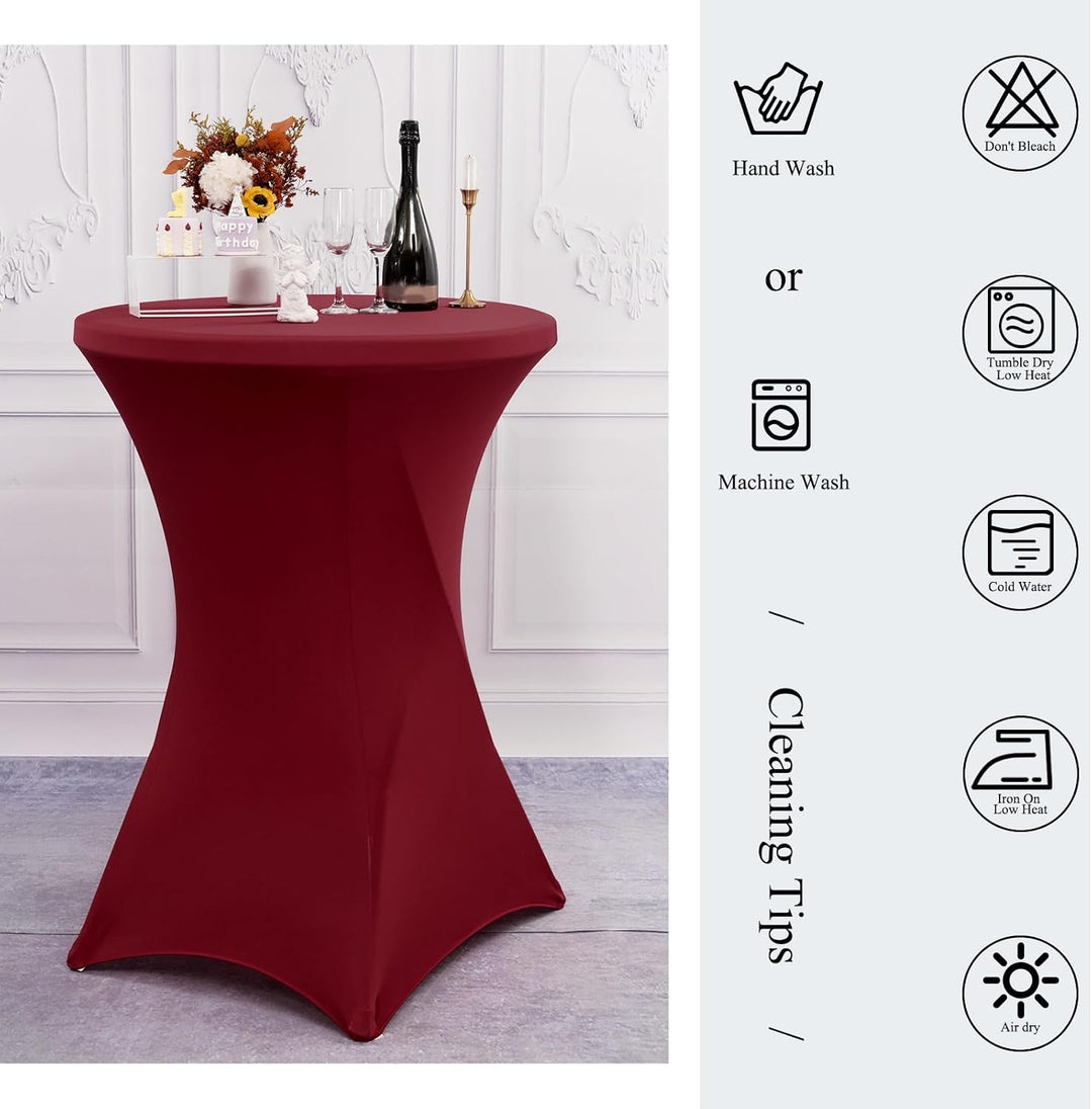 3 Stück Burgund Stehtisch Hussen Stehtische, Stehtischhusse für Ø 80-85 cm Stehtische und Bistrotisc