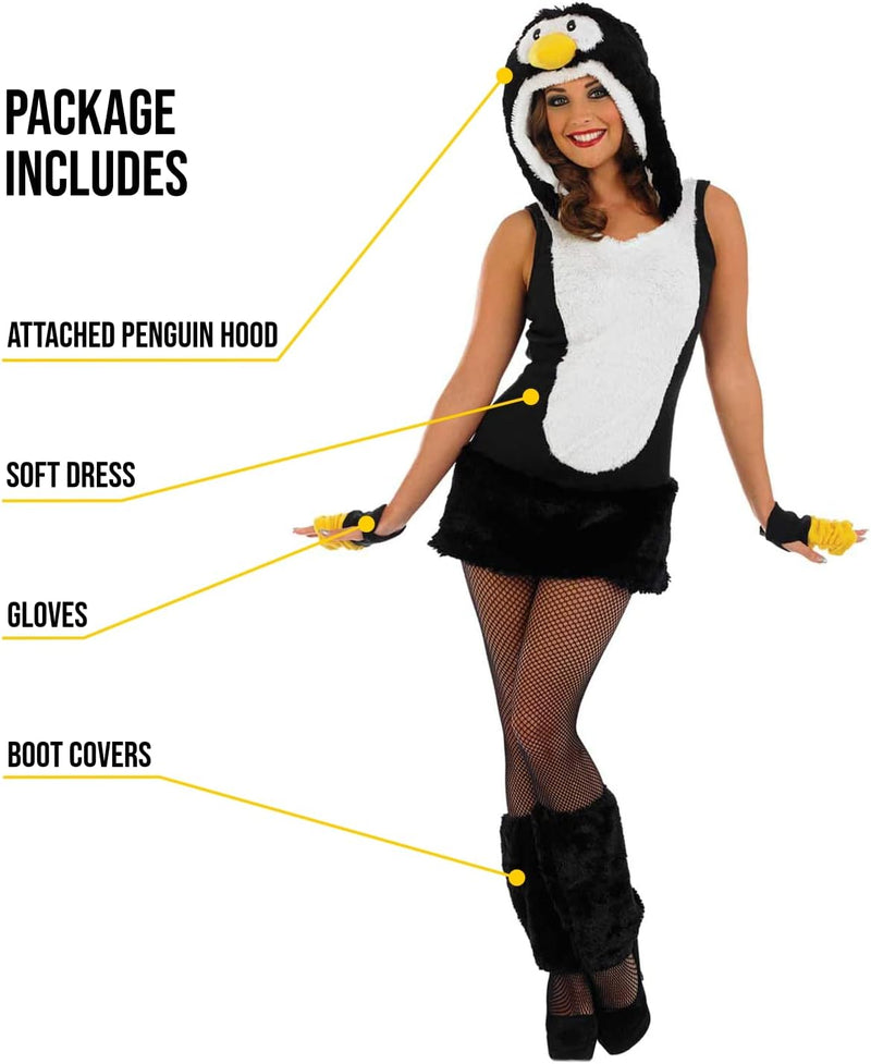 Fun Shack Schwarz Pinguin Kostüm Damen, Tierkostüm Pinguin Erwachsene, Pinguinkostüm Damen, Pinguin